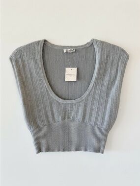 Intimately Free People Ribbed Knit Cropped Tank Gray Sleeveless Sweater Womens S